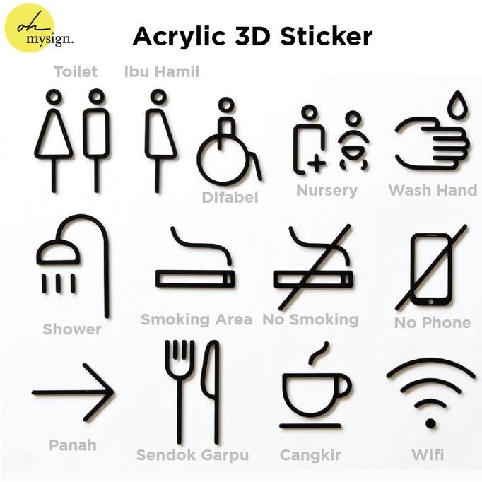 

Acrylic Sticker Signage Timbul Akrilik Sign Modern