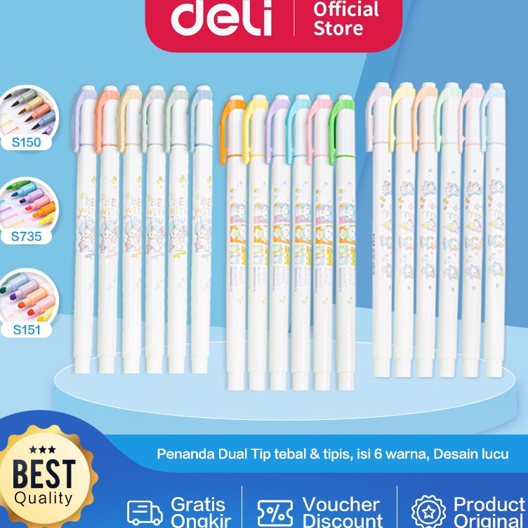 

[KODE PRODUK CPVLZ4896] Deli Highlighter / Penanda Dual Tip Berisi 6 pcs Design Lucu S150