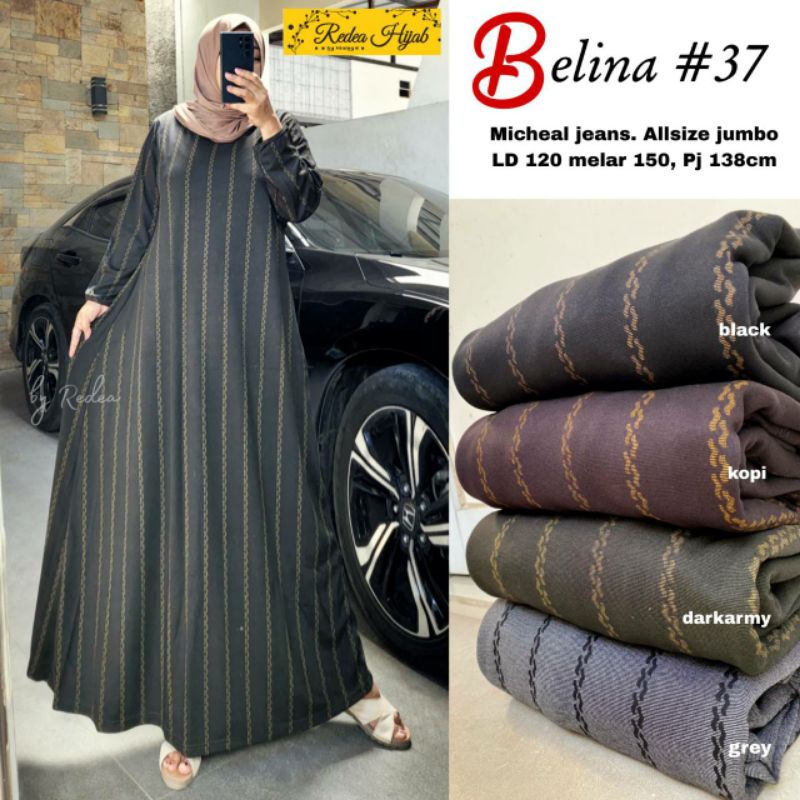 GAMIS KAOS HARIAN MICHELA JEANS LD 120-140 BELINA#37 GAMIS MOTIF GARIS SALUR BAHAN TEBAL MELAR