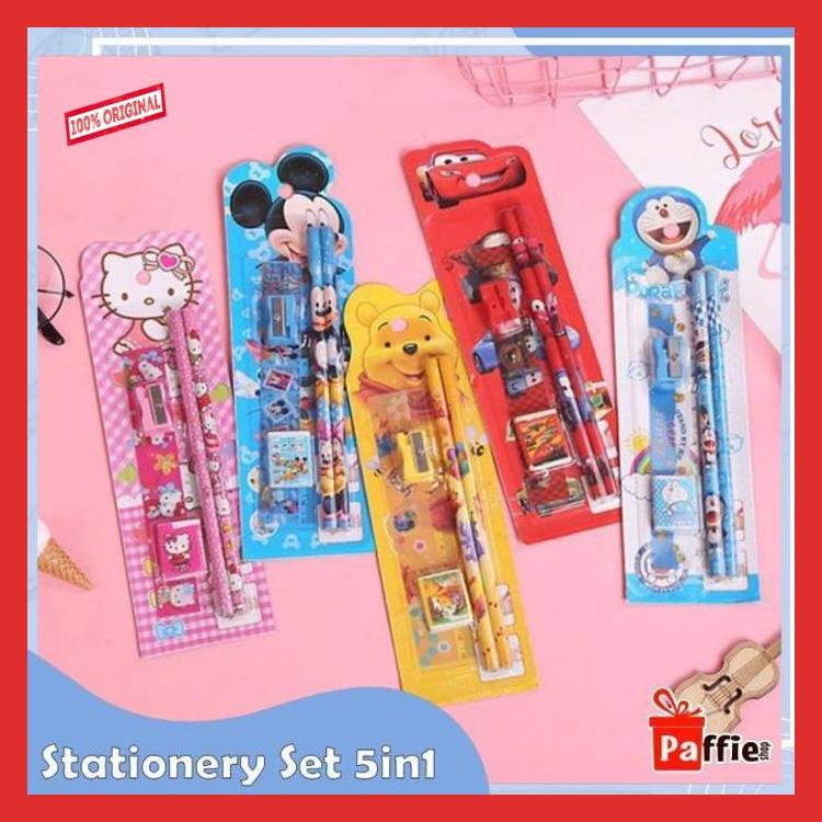 

ronaldomesi208 Stationery set 5in1 Paket Alat Tulis Anak Sekolah 5 Pensil Penghapus A