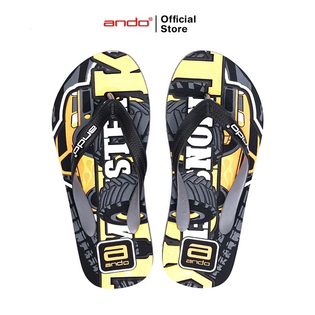 Ando Official Sandal Jepit Difice Remaja - Hitam/Abu-Abu