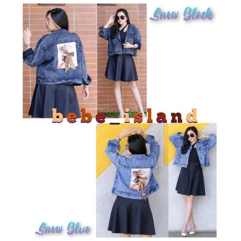 Produk Trend JAKET JEANS CROP BAN (TIDAK RAWIS) MOTIF PITA BELAKANG 879➧