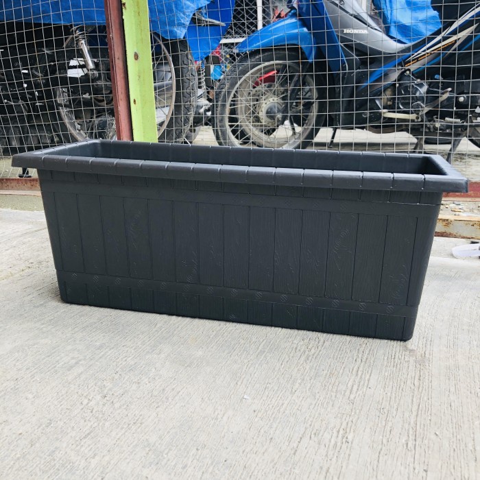 Pot bunga plastik gentong panjang 60 hitam bahan tebal