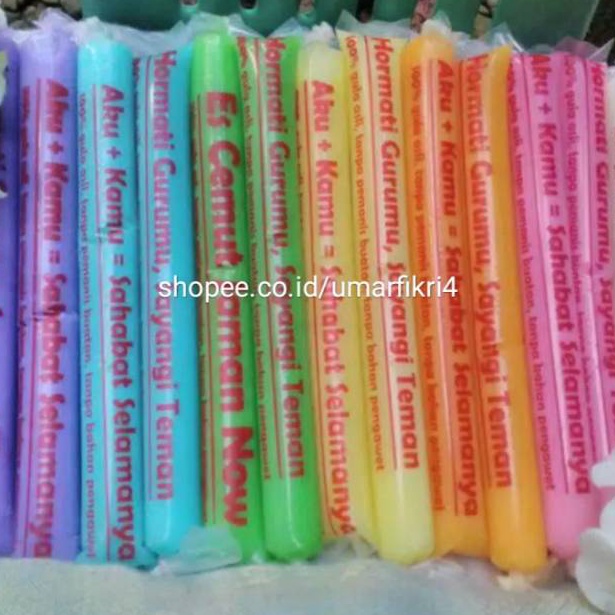 

Dijual murah 1 kg Plastik mambo 3x26 cm bersablon / plastik es mambo karakter / plastik es mambo kekinian PRG