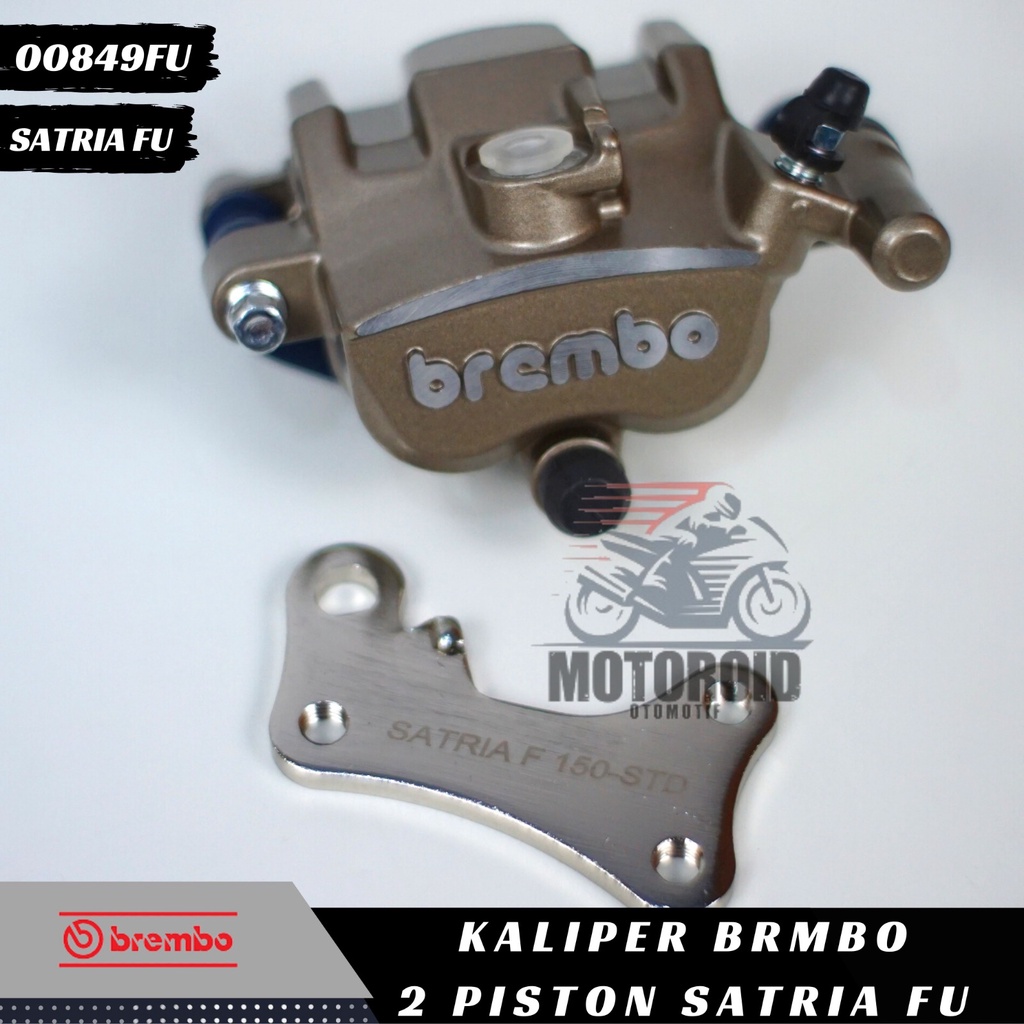 Kaliper Satria FU Chrome Samurai Kanan Piston Breket Cnc Ninja 2P Caliper BRB Silver