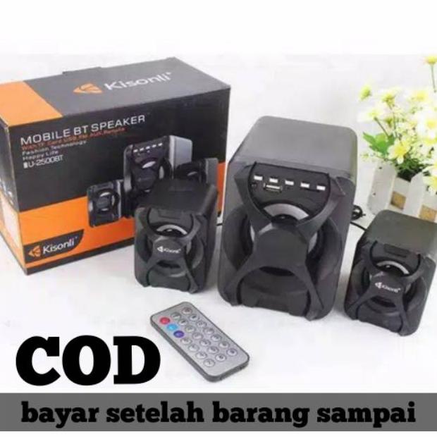 Populer Salon Bluetooth Kisonli Ori 2.1 Gaming Super Bass Profesional Type U-2500 Bt Speaker Aktiv M