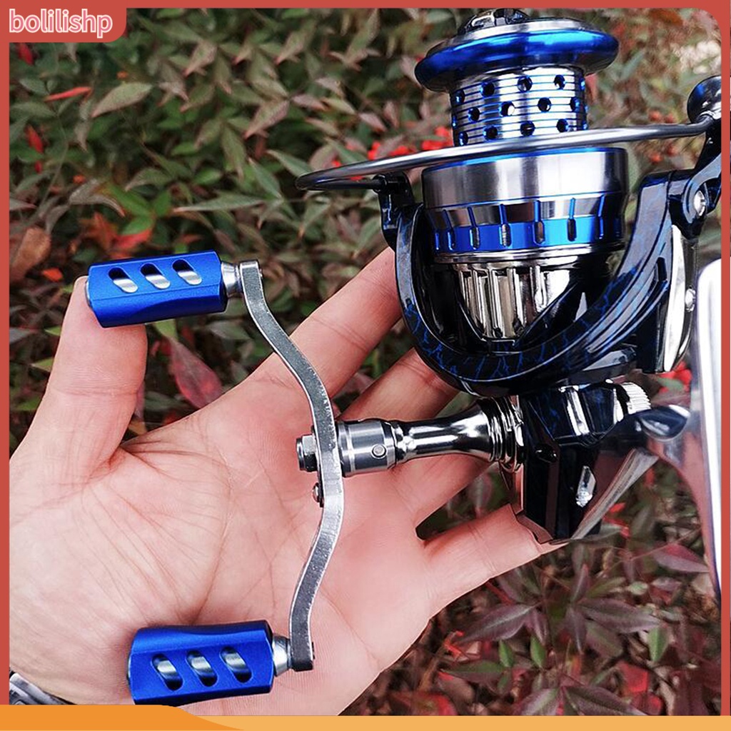 [Bolilishp] 1 Set Reel Pancing Knob Double Handle Kekuatan Tinggi Pegangan Nyaman Non-slip Tahan Benturan Pengganti CNC Metal Outdoor Spinning Fishing Reel Rocker Untuk Nelayan