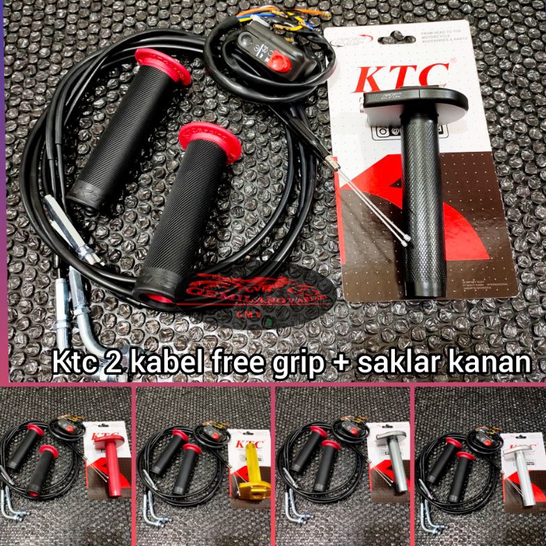 [N✪9M.❤) Gas Spontan 2 Kabel KTC Free Grip + Saklar Kanan Domino, Gass Pontan Matic Ktc kytaco Origi