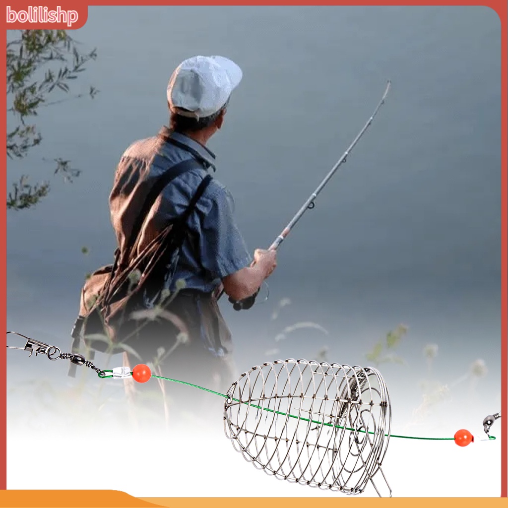 [Bolilishp] fishing Umpan Kandang Reusable Compact Size Tahan Karat Tahan Aus Dengan Musim Semi Meningkatkan Tingkat Memancing Stainless Steel Angling Lure Feeder Carp Fishing Tackle Cage Outdoor Fishing