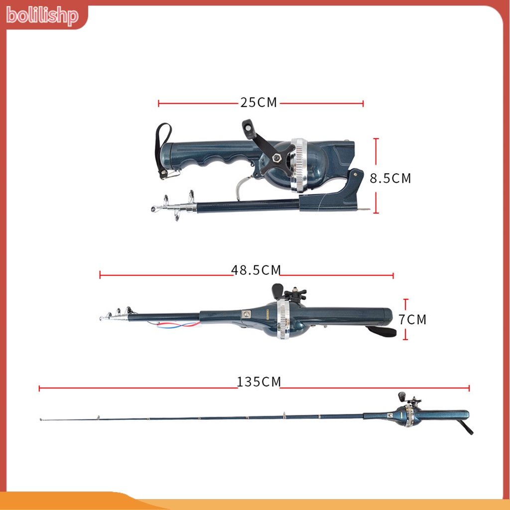 [Bolilishp] 1 Set Reel Pancing Terintegrasi Pegangan Memanjang Ringan Ketangguhan Yang Baik Joran Laut Teleskopik Untuk Angling