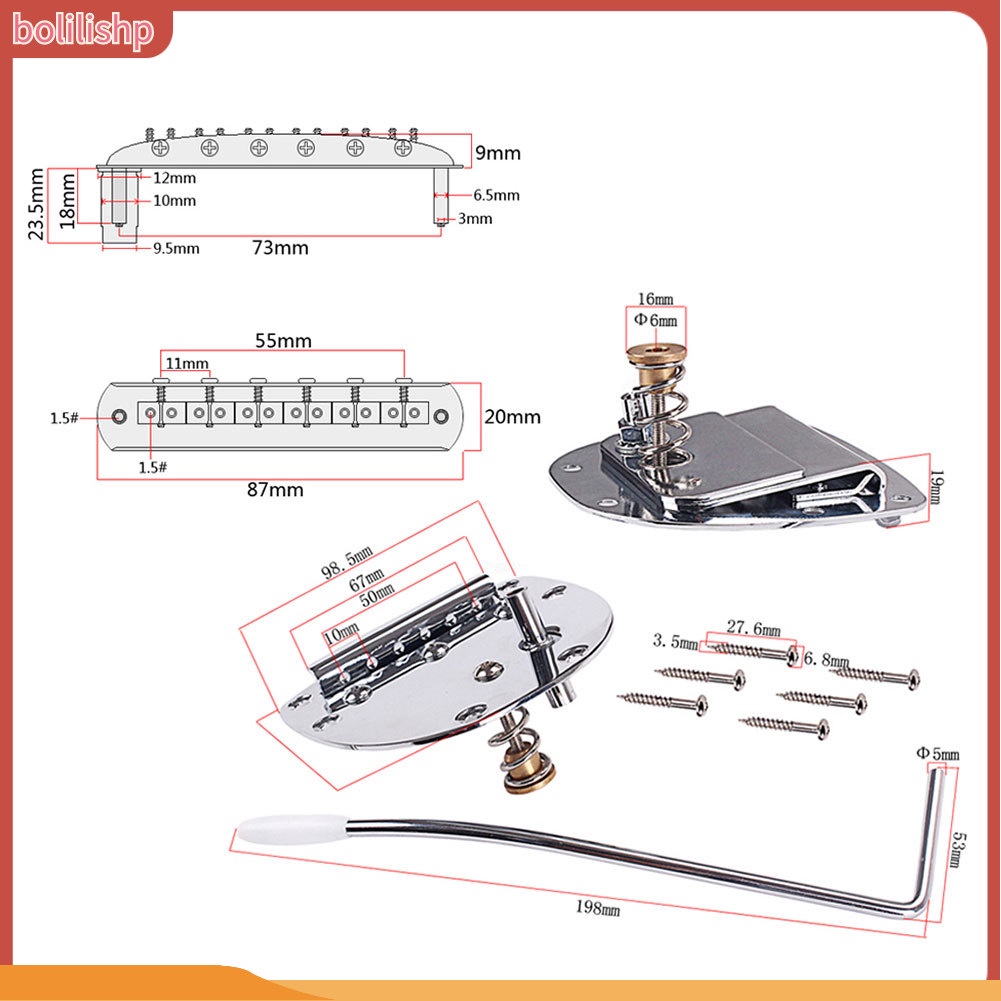 &lt;Bolilishp&gt; Set Bridge Tremolo Bahan Metal Untuk Gitar Jazzmaster