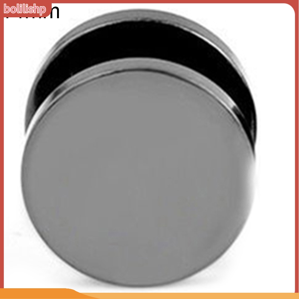 &lt;Bolilishp&gt; Anting Stud Piercing Bentuk Bulat Bahan Stainless Steel Warna Hitam Ukuran 3mm - 14mm Gaya Punk Untuk Pria