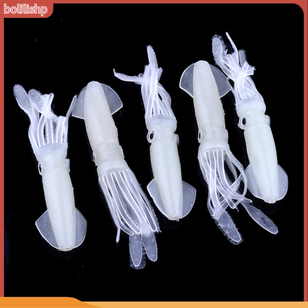 &lt;Bolilishp&gt; 5 Pcs Umpan Pancing Bentuk Cumi-Cumi Glow In The Dark