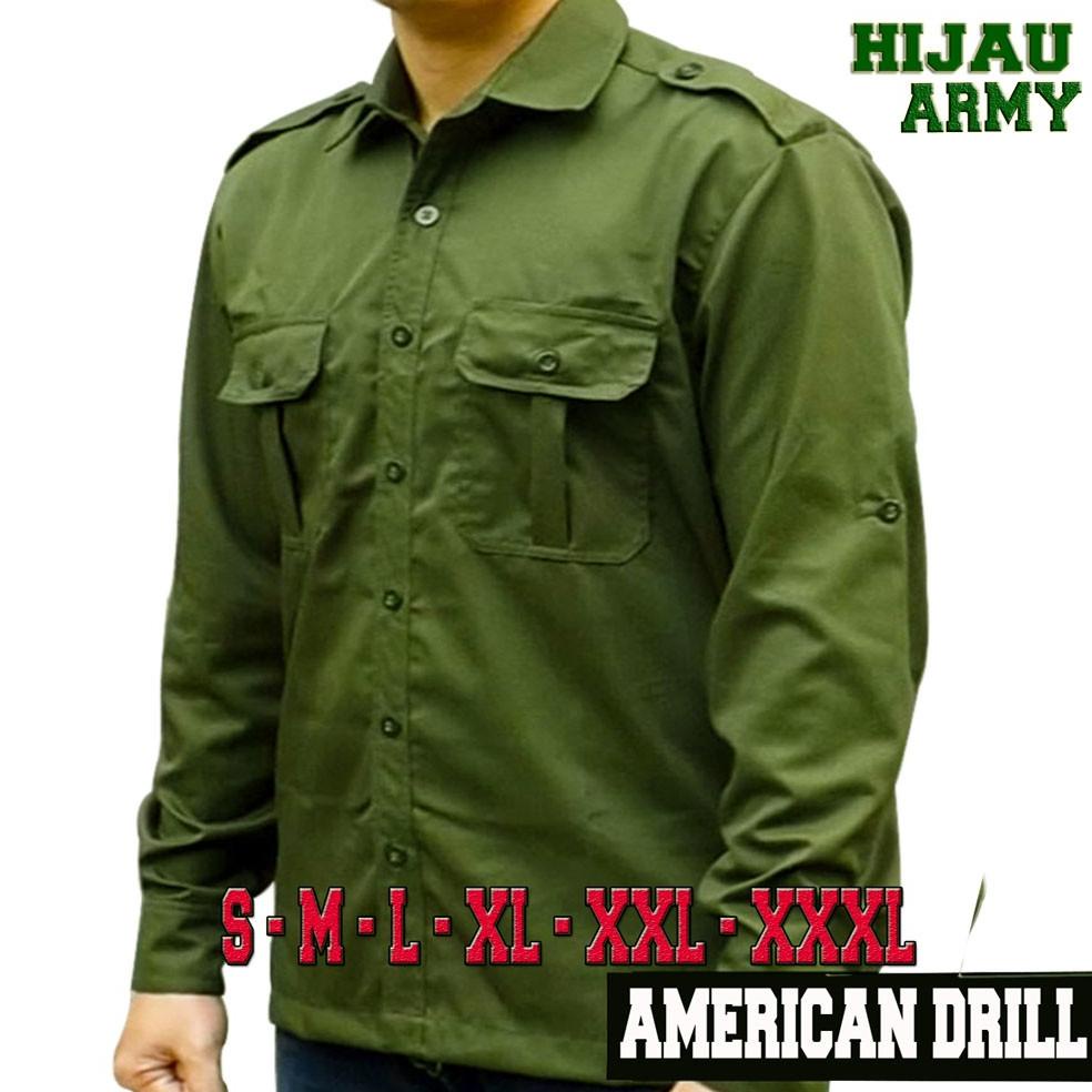 7.7 Kemeja Pdl / Pdh Polos American Drill / Japan Drill Kemeja Seragam Lapangan Kerja Tactical Outdo