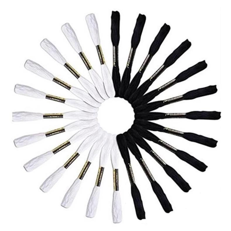 Sale 6.6 Paket benang sulam HITAM PUTIH PMV