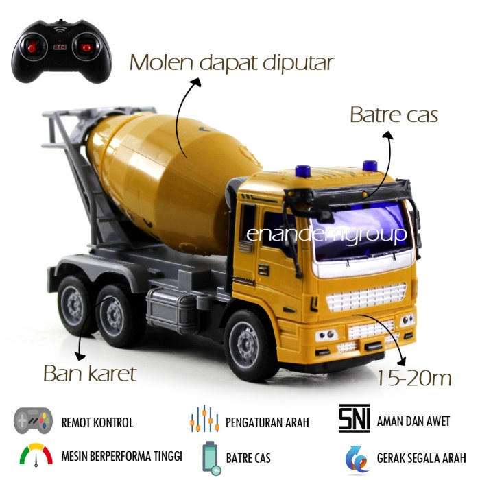Mainan Mobil Remot Kontrol Rc Dump Truk / Truk Molen Batre Cas