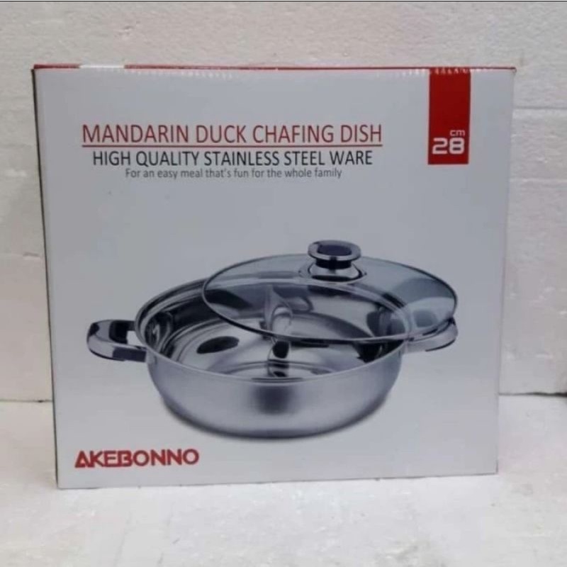 AKEBONNO PANCI SHABU SEKAT 28CM STAINLESS MANDARIN DUCK CHAFING