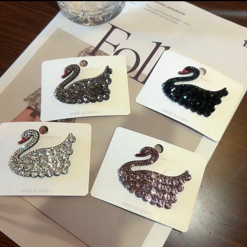 【Bayar di tempat】rhinestone Swan Hair Clip Elegan Temperamen Poni Klip Indah Aksesori Rambut