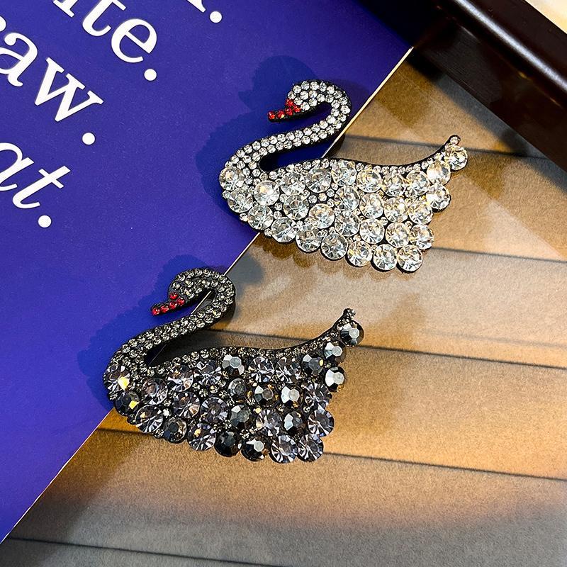 【Bayar di tempat】rhinestone Swan Hair Clip Elegan Temperamen Poni Klip Indah Aksesori Rambut