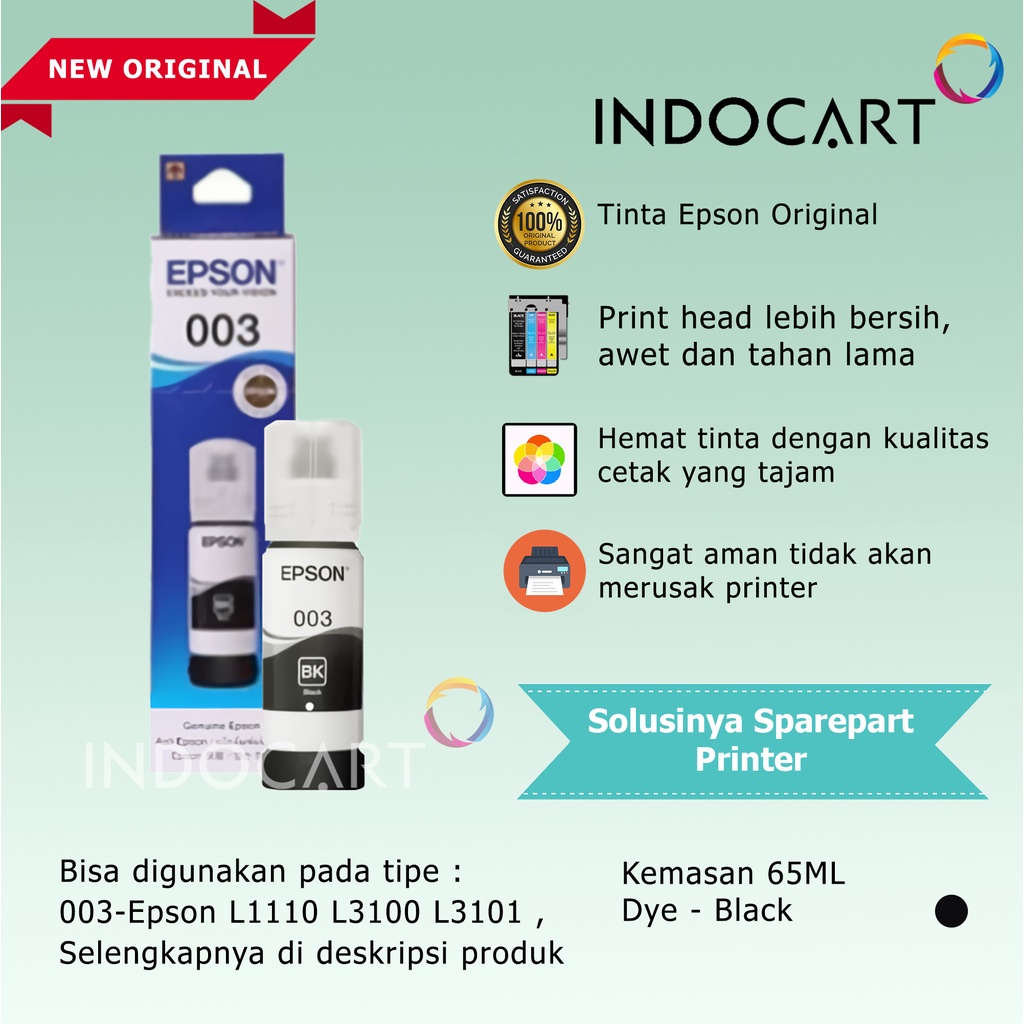 Tinta Original Epson 003 Printer L1216 L1250 L1256 L3100 L3110