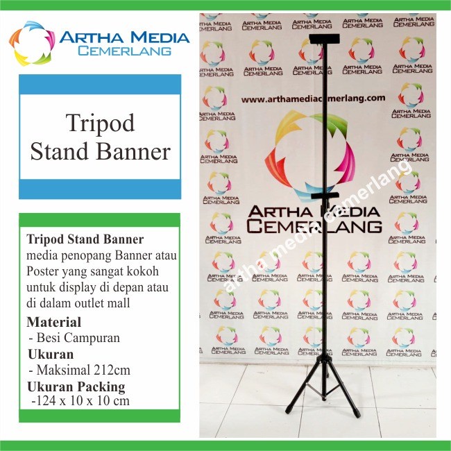 

Aurealiamall Tripod Banner Stand 2 Sisi - Hitam / Rangka Tripod Banner