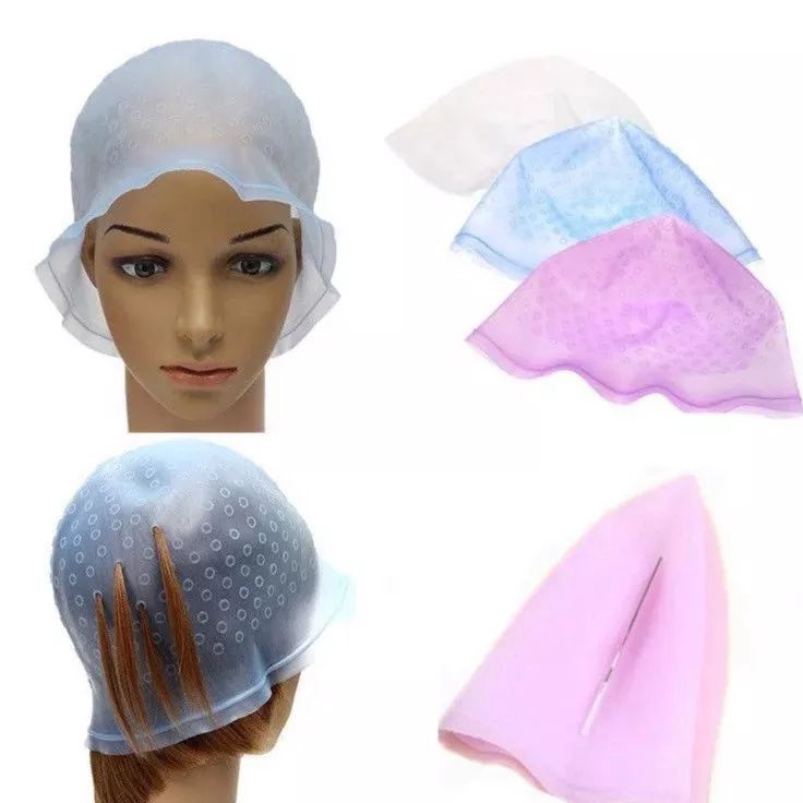 ➶ro Best Terlaris⁑☋ topi semir rambut karet /siliconhighlight magic cap topi semir semir rambut topi