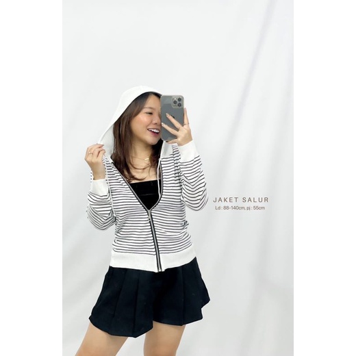 MDLV ~ JAKET SALUR WOMEN KNIT JACKET SALUR JAKET RAJUT GARIS JAKET RAJUT LENGAN PANJANG  FASHION WANITA