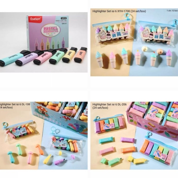 

➳Serba Murah❇ LZ9NU 6 pcs Stabilo Ice Cream, Candy, Mushroom/ Jamur - 12PCS/ 1 LUSIN Stabilo / Stabilo pastel / Highlighter / Stabilo Eselon ESHL-01/ Vanco 515/neon6810 D61 Hot Sale
