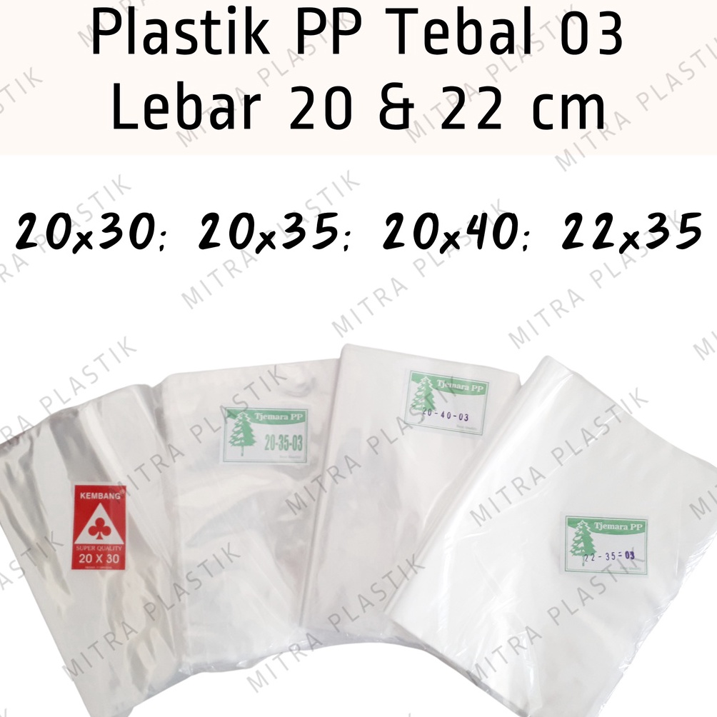 

COD Plastik PP Lebar 20 & 22 Tebal 03 20x30 20x35 20x40 22x35 Kantong Plastik Bening Transparan 69