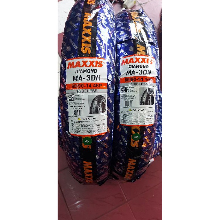 STOK TERBARU|| Paket Sepasang Ban Maxxis Diamond MA-3DN 80/90-14 & 90/90-14 ring 14 tubles Produksi 