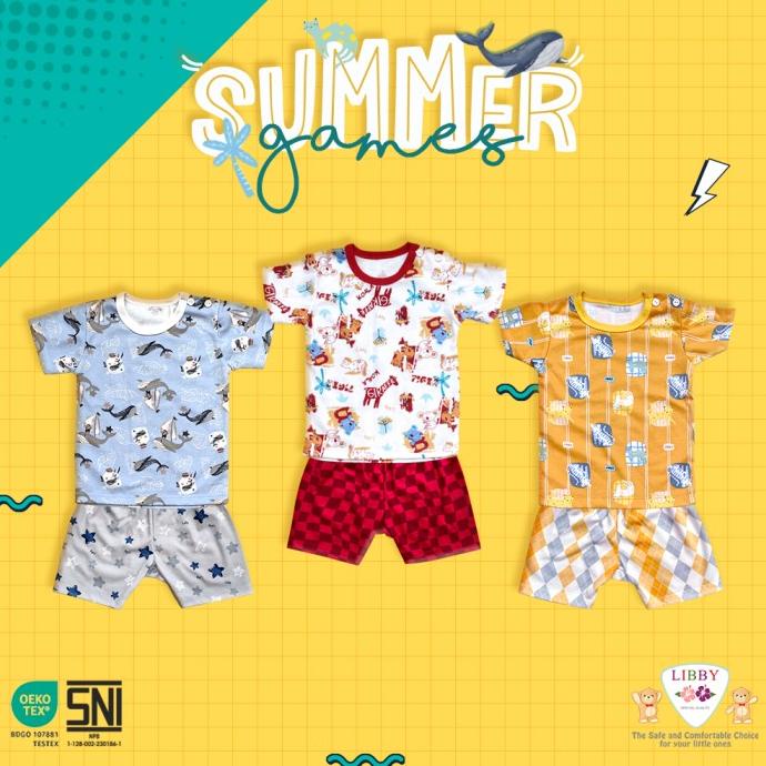 LIBBY BABY 3 SETELAN PENDEK S M L 2L XL XXL PIYAMA ANAK LIBBY BABY