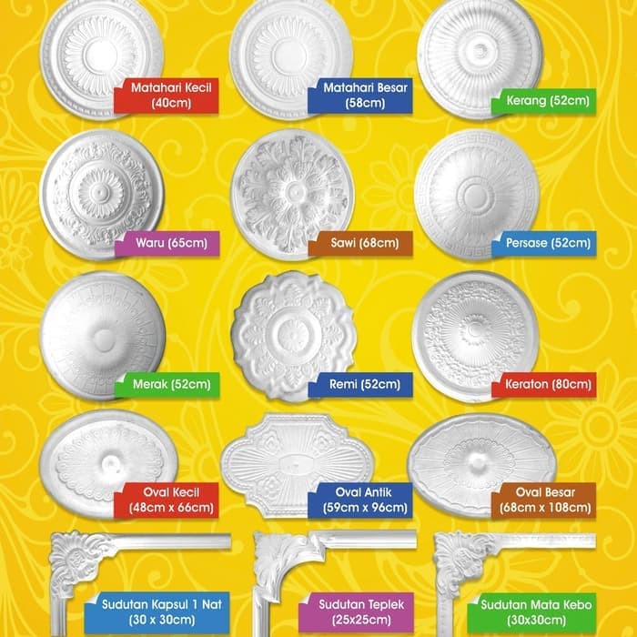 MUST HAVE KEMBANG LAMPU PLAFON GYPSUM CENTREPIECE SENTERPIS MODEL KERANG 52CM TERMURAH