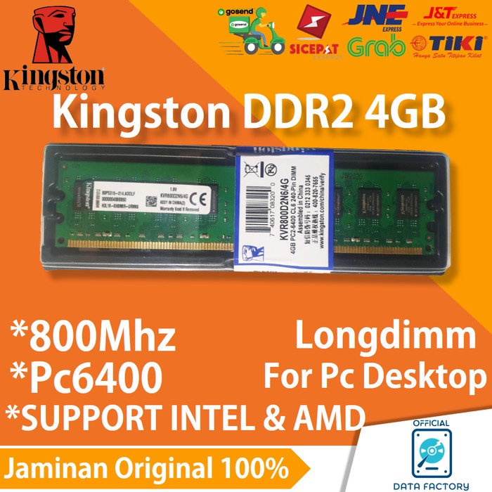 RAM KINGSTON DDR2 4GB PC6400 800Mhz (INTEL & AMD) PC ORIGINAL MEMORY