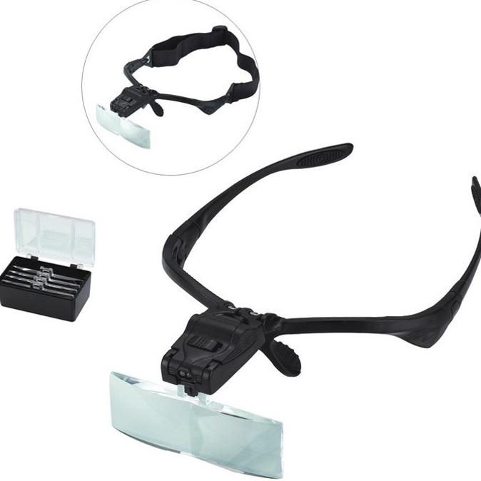 

KACAMATA ZOOM PEMBESAR MAGNIFIER GLASSES 5 LENSA 2 LED SERVICE Servis