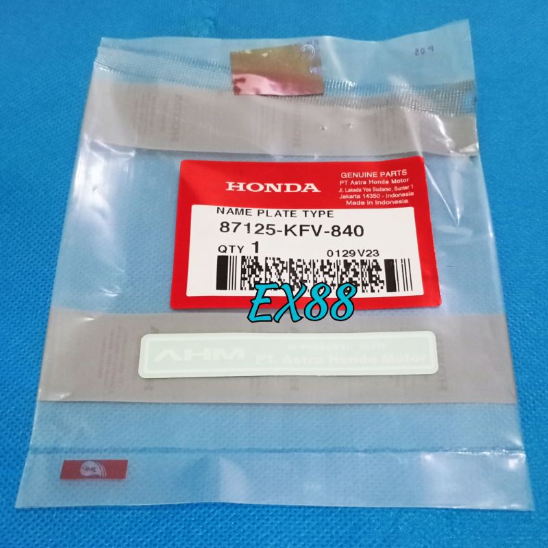 LABEL / STIKER STICKER LABEL ( AHM DIPRODUKSI OLEH PT. ASTRA HONDA MOTOR ) ORIGINAL AHM ASLI 87125-K