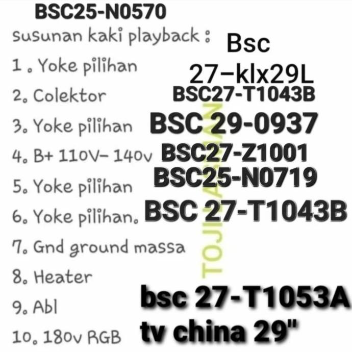 Playbcak Flyback Bsc 26 27 Bsc27-Z1001 Bsc25-N0719 N0570 Tv 29