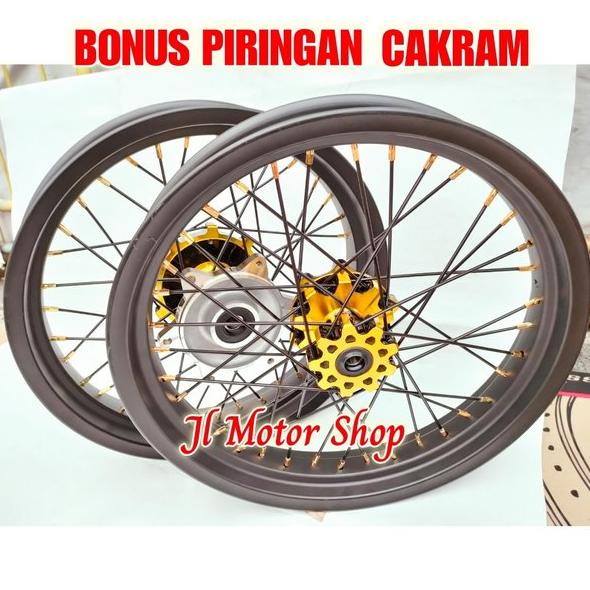 Wheelset - Sepaket Velg  Supermoto Super Moto CRF 150 L - CRF150L Pakai Tromol ORI Buat CRF Pemasang