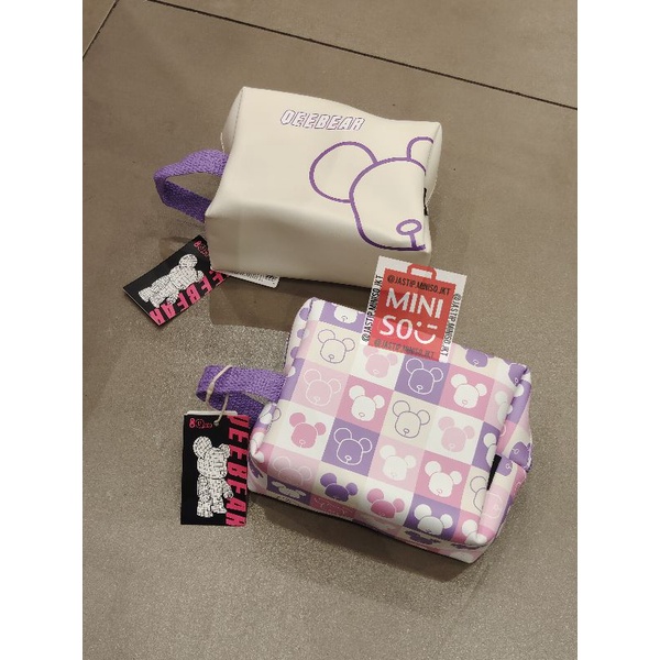 MINISO 🆕 QEE BEAR Cool Cosmetic Bag / Tas Kosmetik QEE BEAR dgn handle (sz.17x8x12cm)
