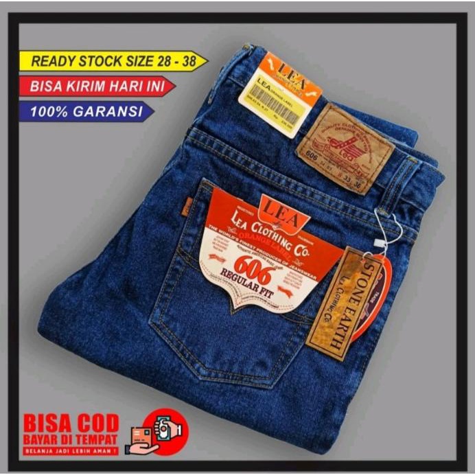 Produk Baru Celana Lea Jeans Original Pria Model Standar Warna Hitam Pekat