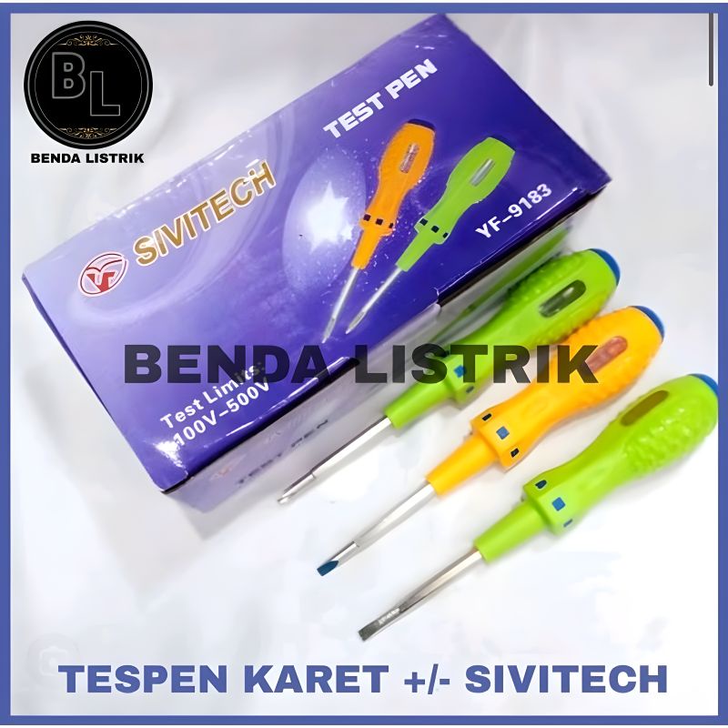 Tespen Karet Listrik Bolak Balik - Obeng Magnet Testpen Gagang Karet Sivitech