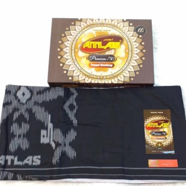Terlaris Sarung Sarung Atlas Premium 750 Hitam Tumpal Kembang