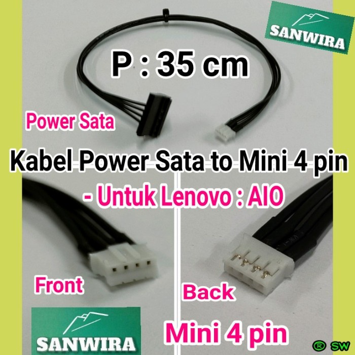 Terlaris Sata Kabel Power Sata To Mini 4 Pin Untuk Lenovo : Aio - P : 35 Cm