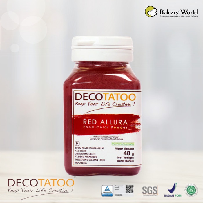 

Pewarna Makanan - Decotatoo - Merah (Red Allura) - Water Soluble 48Gr