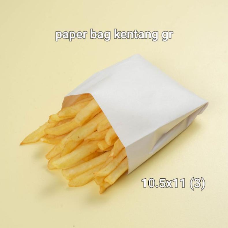 

7.7 Paper bag kecil kentang kantong kertas putih 10.5x11(3) 100pcs/pak