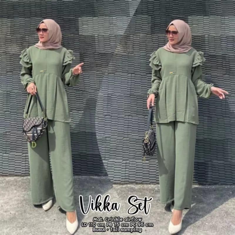 ONESET VIKA//SETELAN KERAH VIKA BEST SELLER//ATASAN KRINGKEL CRINCLE