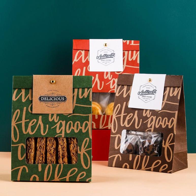 

7.7 5SET PAPER BAG COOKIES EXCLUSIVE MEWAH PACKAGING KRAFT PAPER BAG MOTIF