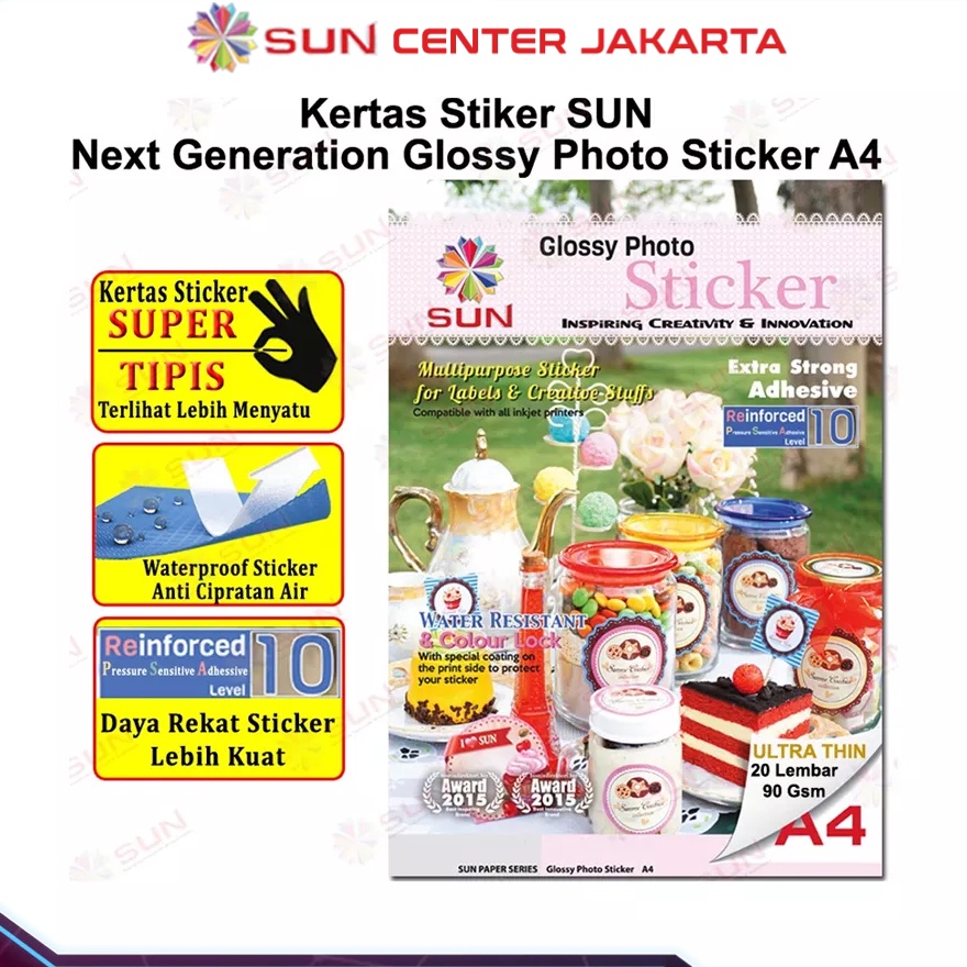 

♠ Kertas Sticker Photo Glossy A4 - SUN NG Glossy Photo Sticker Ultra Thin, 140 Gsm, HVS sticker, Sticker Bontax Camel