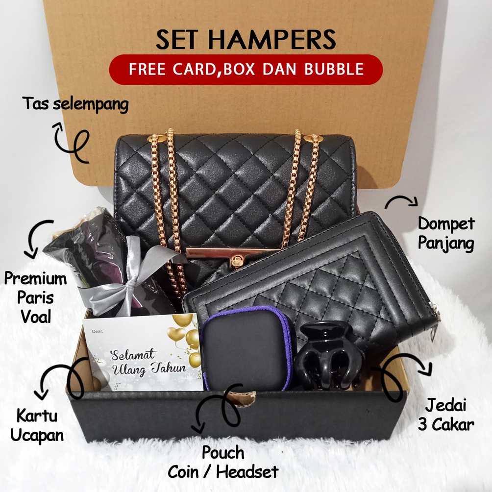

Dijual murah Kado ulang tahun cewek hampers tas wanita hitam cewe gift set ultah sahabat paket hadiah ulang tahun teman JIV