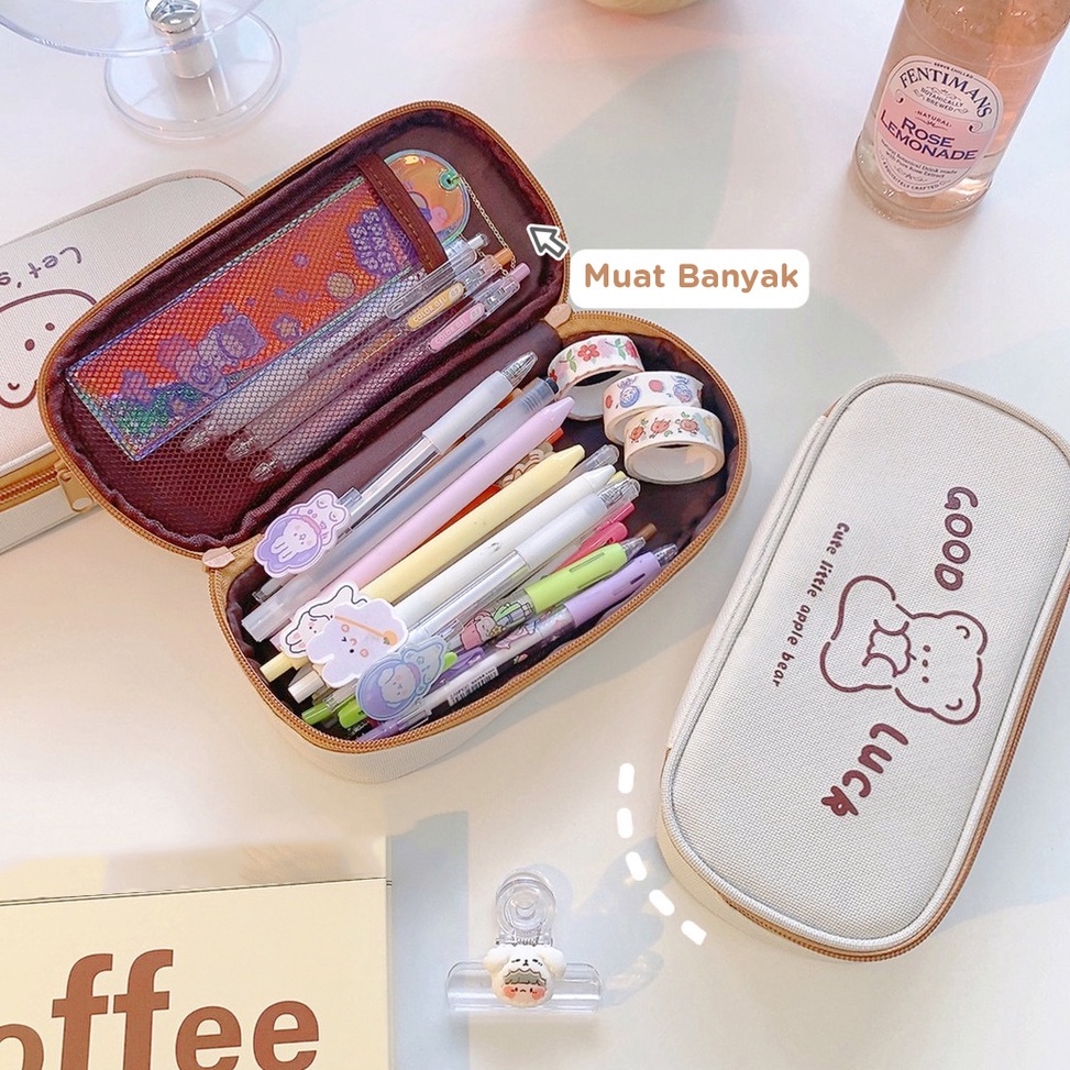 

✓ Mismi Annette Pencil Case Kotak Pensil Cute Bear Sekolah Perempuan Trendy - K1A