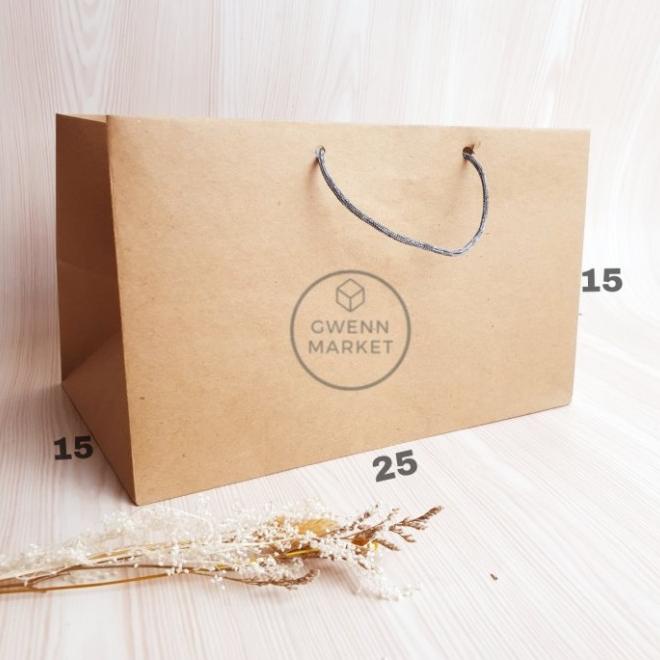 

New Paper bag coklat per 12pcs 25x15x15 paperbag brownies kertas polos kraft kertas